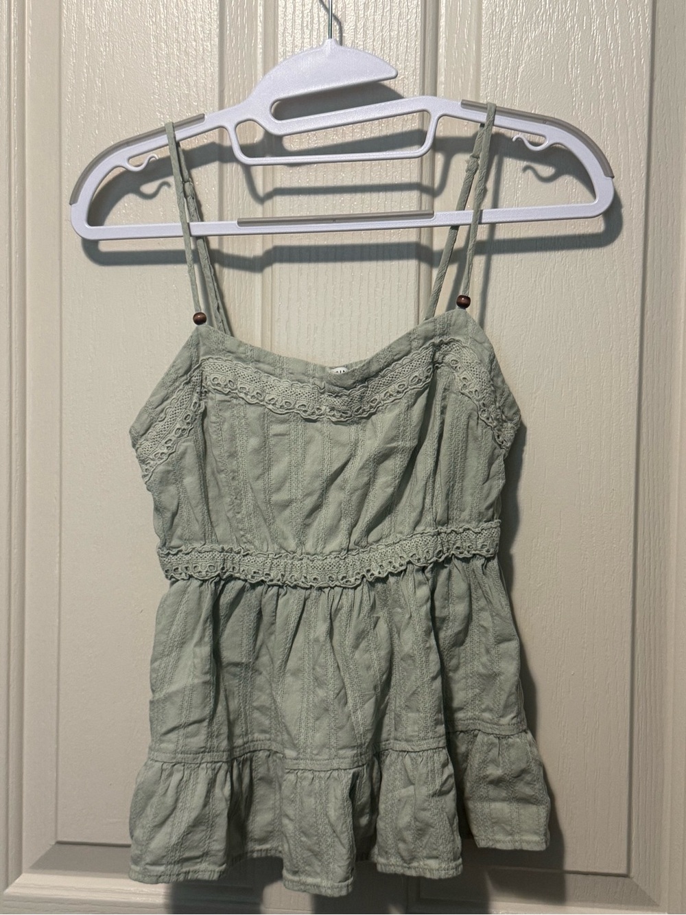 Celebrity Pink Sage Green Crochet-Trim Tank Top
